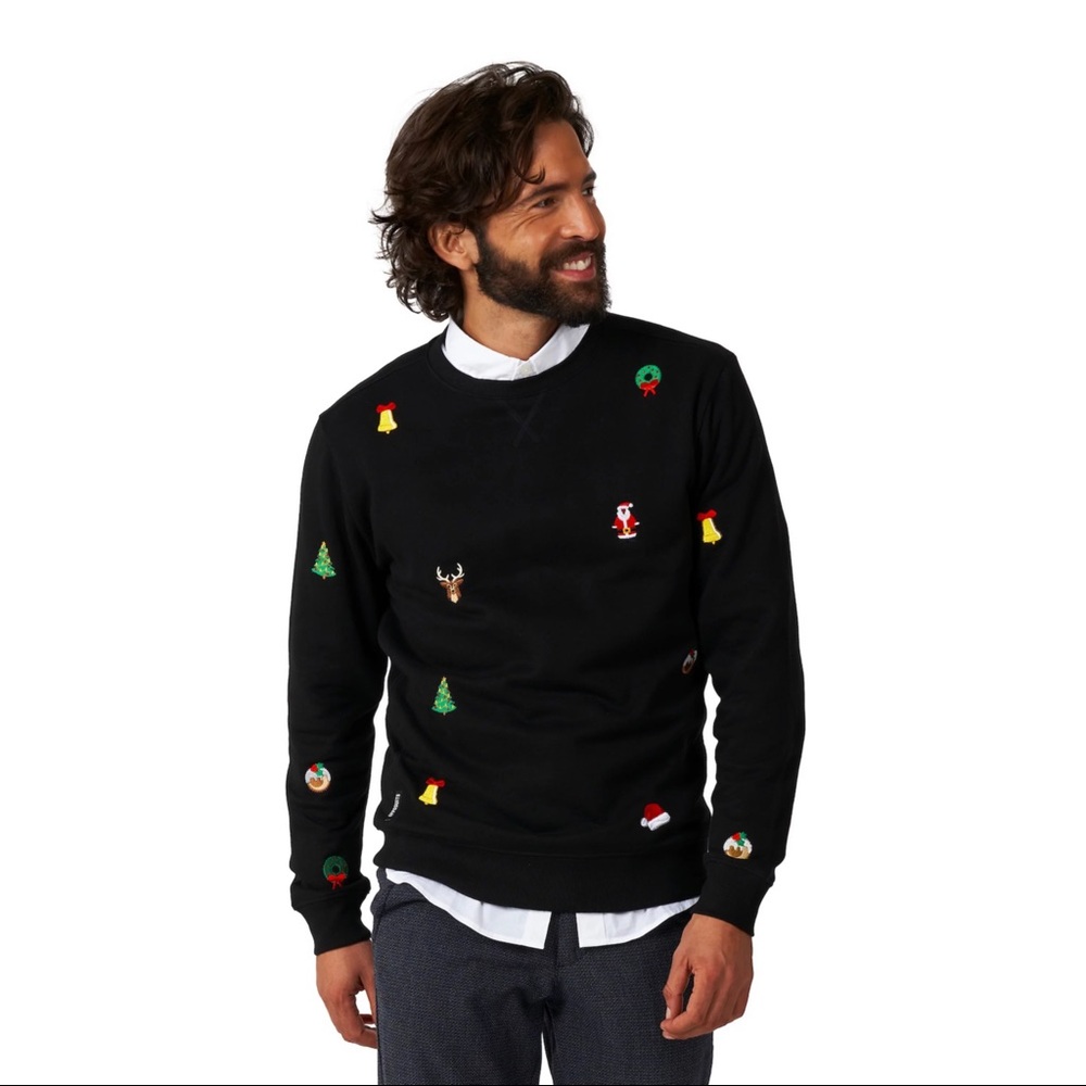 Men's OppoSuits Christmas Icons Black Christmas Sweater Size Large